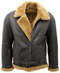 Infinity Men’s Brown RAF Real Shearling Sheepskin Flying Leather Jacket L