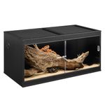 unipaws 110 Gallon Reptile Terrarium, Front Opening Stackable Reptile Tank with Sliding Doors, Modern Black Pet Furniture Enclosure for Living Room, Top Ventilation Cage for Bearded Dragon Lizards