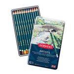 Derwent Artists Colouring Colour Pencils Tin, Drawing & Colouring, Ideal for Layering & Blending, Wax-Based, Professional Quality, 32092 - (Set of 12)