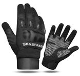 BEAST RAGE Motorcycle Gloves for Men & Women – Touchscreen Compatible, Breathable, Non-Slip Grip, Protective Riding Gloves for Motorbike, Street, Cycling,Touring & Off-Road Racing (BLACK, L)