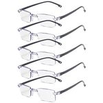 AUGEN Blue Block Rimless Reading Glasses Black Clear Unisex Free Size Power (+2.50, Pack Of 5)