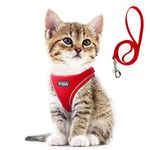 Fida Cat Harness and Leash Set for Walking Kitten and Puppy, Escape Proof Kitten Harness with Breathable Lightweight Soft Mesh, Adjustable Reflective Step-in Design for Kitten and Puppy.(XXXS, Red)