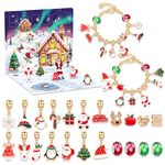 Advent Calendar 2024 Kids, Jewellery Advent Calendar for Girls, 24 Days Christmas Charm Bracelet Advent Calendar Jewelry Gifts, Bracelet Making Kit 22 Charms Beads + 2 Bracelets