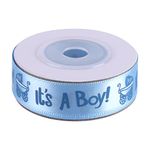 10 Yards/Roll IT is A BOY/Girl Blue Ribbon Satin Rolls for Baby Shower Christening Party Favor(Blue)