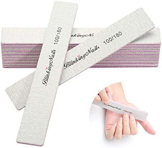10Pcs Nail File 100/180 Grit Professional Nail Files and Buffers for Natural Nails, Double Sides Washable Block Disposable Nail Files for Nail Art DIY or Nail Manicure Salon
