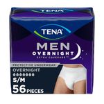 TENA Adult Incontinence, Discrete Disposable, Underwear, Comfortable Fit, Overnight Protection, Extra Coverage, Men's, Small/Medium (S/M), 56 Count