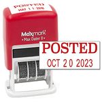 MaxMark Self-Inking Rubber Date Office Stamp with POSTED Phrase & Date - RED INK (Max Dater II), 12-Year Band