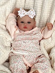 Anano Reborn Baby Silicone Lifelike 48 cm Full Silicone Soft Newborn Reborn Baby Doll Meadow, Washable Posebar Realistic Baby Girl Doll (Blue Eyes)