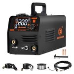 HZXVOGEN Mig Welder Machine 3 in 1 Flux Core Welder/Stick Welder/Lift Tig 200A 110v IGBT Gasless Mig Welding Machine Portable Automatic Wire Feed Welders Synergic Welder with Large LED Display