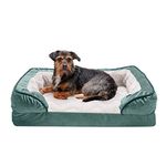 Furhaven Medium Memory Foam Dog Bed Perfect Comfort Plush & Velvet Waves Sofa-Style w/Removable Washable Cover - Celadon Green, Medium