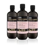 Baylis & Harding Goodness Rose & Geranium Natural Body Wash, 500 ml (Pack of 3) - Vegan Friendly