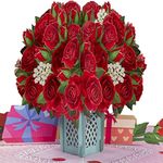 Paper Love Valentines Day Pop Up Card, 3D Love Roses - 5" x 7" Cover - Includes Envelope and Note Card