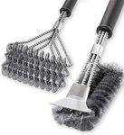 2 Pack BBQ Grill Brush, 18 inch BBQ Accessories, BBQ Cleaning Brush Safe Bristle Free BBQ Brush,100% Rust-Proof Stainless Steel- BBQ Grill Cleaner for Gas, Charcoal, Smoker, Porcelain, Infrared Grill