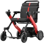 Foldable Electric Wheelchair for Adults & Seniors, Motorized Wheelchair & Rollator Walker Combo with Height-Adjustable Handles, Airline Approved, Travel Size, 18 Miles Range, Power Wheelchair, Red