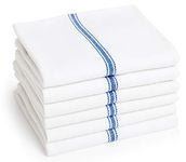 Blue Premia Dish Towels (6 Units) • Commercial Kitchen Towel • Absorbent 100% Cotton Herringbone (14"x25") • Commercial Quality: 24 oz/dz • Classic Tea Towels • Low Lint