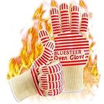 Oven Gloves for Women, Heat Resistant 540 Degrees Grilling Gloves, Hot Surface Handler Non-Slip Silicone Small Hands Oven Mitts with Fingers, BBQ Gloves for Cooking/Kitchen/Baking