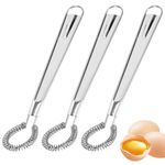 KIPTVO 3PCS Stainless Steel Whisk, Small Whisk and Hand Whisk Manual, Spring Coil Wire Whisk Blender, for Kitchen Coffee Sauce Milk Cooking Baking Beating Kitchen Baking Egg Whisk Tool