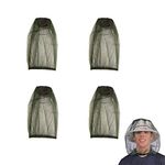 4 Pack Premium Mosquito Head Net Mesh Hat Face Netting Lightweight Durable Protective Cover Fly Insects Bugs Preventing for Camping Hiking Fishing Outdoor Activity