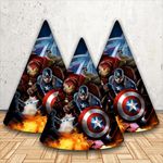 Party Baazaar Avengers Caps for Birthday Theme Party | Birthday Caps for Kids | Birthday Celebration Party Caps | Party Hats for Kids Birthday | Cap for 1st Birthday (Pack of 10)