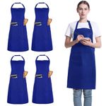 FunChaos 4 Packs Chef Apron,Personalised Apron for Cooking, Kitchen, Gardening, Restaurant (Blue)