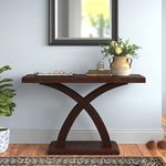 Budhakish Sheesham Wood Console Table for Living Room | Solid Wood Foyer Tables for Entryway with Open Shelf Storage | Wooden Side Entrance Table for Home & Office | Rosewood, Walnut Finish