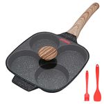 Bobikuke Egg Pan, Egg Frying Pan with Lid Nonstick 4 Cups Pancake Pan Fried Egg Pan for Breakfast - Black