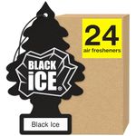 LITTLE TREES Air Fresheners Car Air Freshener. Hanging Tree Provides Long Lasting Scent for Auto or Home. Black Ice, 24 Air Fresheners