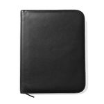 Maruse Personalized Italian Leather Executive Padfolio, Leather Portfolio Laptop Sleeve with Zip Closure and Writing Pad, Black