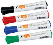 Nobo Glide Drywipe Whiteboard Pens, 2 mm Bullet Tip, Pack of 4, 1902096, Coloured