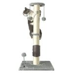 PEEKAB 32" Tall Cat Scratching Post Sisal Scratch Posts with Hanging Ball and Self-Massage Brush Vertical Scratcher for Indoor Cats and Kittens(Light-Gray 32inches)