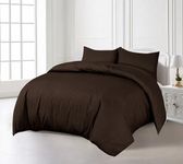 Crescent Textile 200TC Duvet Cover Bedding Set Single, Double, King, Super King Size 100% Egyption Cotton Hotel Quality Duvet Set with Easy Closure (Chocolate, Double)