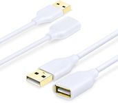 Costyle 2-Pack USB 2.0 6.6ft/2m USB Type A Male to A Female Extension Cord USB Cable Extender with Gold-Plated Connectors (White)