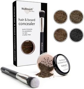 Men’s Beard, Mustache & Hair Root Touch Up Powder – Bald Spot Cover Powder – No Fragrance, Talc or Parabens – Hair Cover Hairline Powder by NuBeauti (Darkest Brown, With Brush)