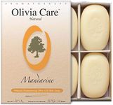 Olivia Care Bath & Body Bar Mandarin Soap 4 Pack Gift Box Organic, Vegan & Natural Contains Olive Oil Repairs, Hydrates, Moisturizes & Deep Cleans Good for Sensitive Dry Skin Made in USA