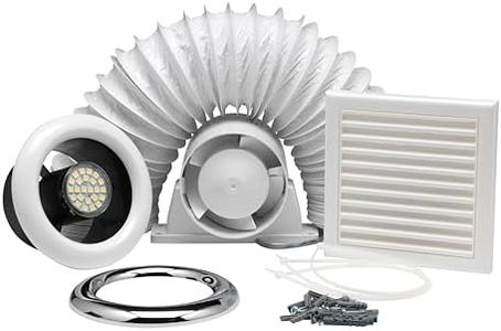 Xpelair Airline All100 4"/100mm Inline Axial Extractor Fan with LED Light for Bathrooms and Shower Rooms, Complete with Loft Fitting Kit and SELV transformer, White
