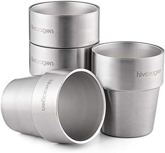 Set of 4 Stainless Steel Double Wall Cups, 300ml Insulated Tumbler Mug, Reusable & Stackable, Espresso Mug Perfect for Cold Drinks - Dishwasher Safe (4PCS)