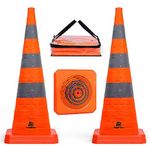 RoadHero 36 Inch [2 Pack] Collapsible Traffic Safety Cones, Multi Purpose Pop-up Cones with Reflective Collar for Road Safety, Orange Cones for Driving Training, Parking Lots