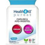 Choline 250 mg & Myo-Inositol 250mg 60 Capsules (V) Purest - Titanium Dioxide Free. Mood, Learning, Memory and Liver Support. Made in The UK by Health4All.