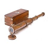 Vintage Copper Finish Telescope with Wooden Box Marine Gift London 1917