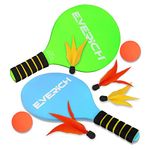 INPODAK Beach Bat and Ball Set, Kids Wooden Paddle Ball, Beach Ball Racket Set, Wood Racket Game- 2 Paddles 4 Birdies 2 Balls, Garden Family Game Toys for Boys Girls Teens Years Old