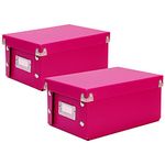 Snap-N-Store Index Card Holder Storage Box - Collapsible Organizer Box fits 1100 Flash Cards - Business, Recipe, or Note Card - 4 x 6, 2 Pack, Berry