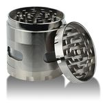 DCOU Premium Herb Grinder 2.2 Inches 4 Piece with Pollen Catcher Durable Zinc Alloy Grinder Spice Grinder (Gunmetal)