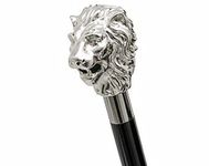 Antique Victorian Silver Lion Head Handle Wooden Walking Stick Cane Gift for Men's & Women's