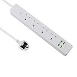 Pixezo Extension Lead | Extension Lead with USB Slots | Surge Protected Extension Lead with 4 AC Outlets and 4 USB Ports (3.7A/5V) Wall Mountable Extension Cable | Extension Lead 3M Long