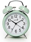 FLOITTUY {Loud Alarm for Deep Sleepers) 4'' Twin Bell Alarm Clock with Backlight for Bedroom and Home Decoration(Green)