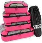 Shacke Pak - 5 Set Packing Cubes - Travel Organizers with Laundry Bag (Precious Pink)