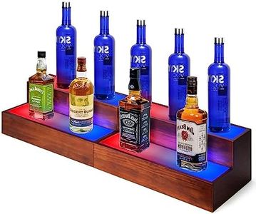 B4Life 2 Pack 16 Inch Lighted Liquor Bottle Display Shelf, 2 Tier LED Bar Shelves, Liquor Bar Shelf for Home Bar