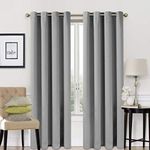EASELAND Blackout Curtains 2 Panels Set Thermal Insulated Window Treatment Solid Eyelet Darkening Curtain for Living Room Bedroom Nursery,Light Grey,66x72 Inches