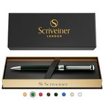 Scriveiner Green Ballpoint Pen - Stunning British Racing Green Luxury Pen, Chrome Finish, Schmidt Black Refill, Best Ball Pen Gift Set for Men & Women, Professional Executive Office, Nice Designer Pen