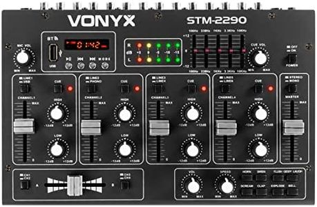 Vonyx STM2290 Table de Mixage DJ 8 Canaux, Entrée USB, Bluetooth, 8 Effets sons Individuels, Equalizer 5 Bandes, Entrée Micro et Sortie Casque, Écran LCD